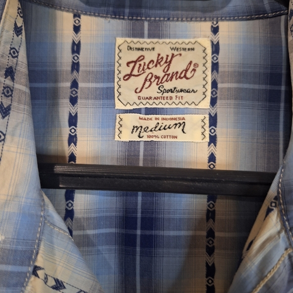 Lucky Brand Plaid Western Shirt Men's Size M Cowboycore - Picture 4 of 8